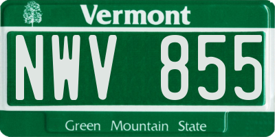 VT license plate NWV855