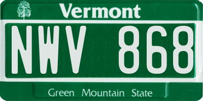 VT license plate NWV868
