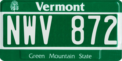 VT license plate NWV872