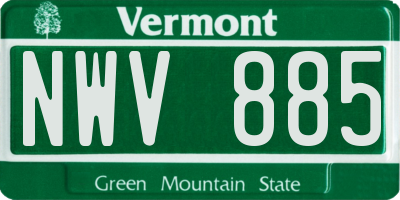 VT license plate NWV885