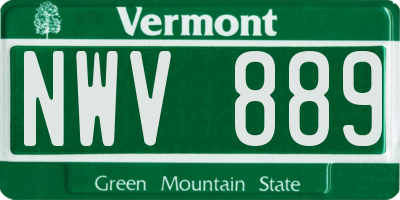 VT license plate NWV889