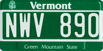 VT license plate NWV890