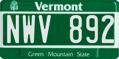 VT license plate NWV892