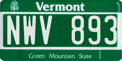 VT license plate NWV893