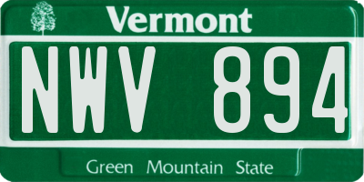 VT license plate NWV894