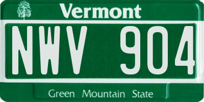 VT license plate NWV904