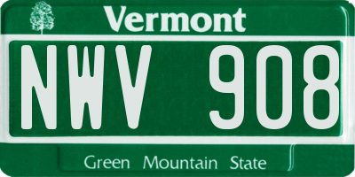 VT license plate NWV908