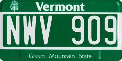 VT license plate NWV909