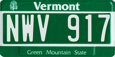 VT license plate NWV917