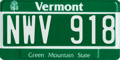 VT license plate NWV918