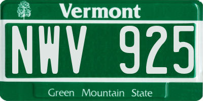 VT license plate NWV925