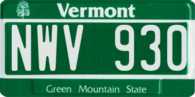 VT license plate NWV930