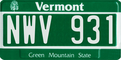 VT license plate NWV931