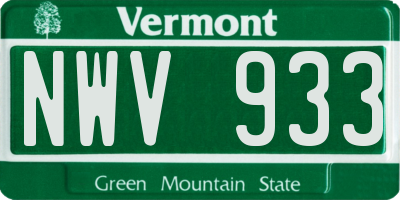 VT license plate NWV933