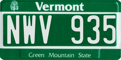 VT license plate NWV935