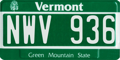VT license plate NWV936