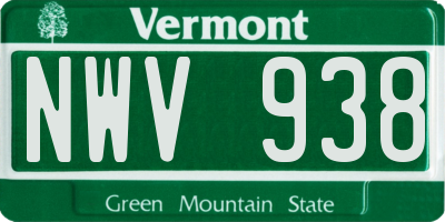 VT license plate NWV938