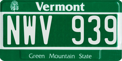 VT license plate NWV939