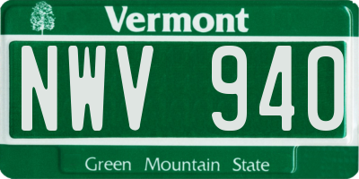 VT license plate NWV940