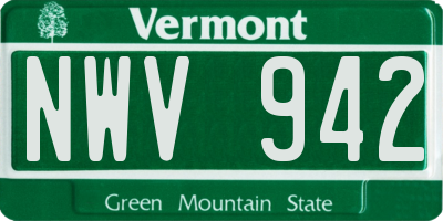 VT license plate NWV942