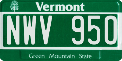 VT license plate NWV950