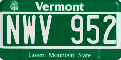 VT license plate NWV952