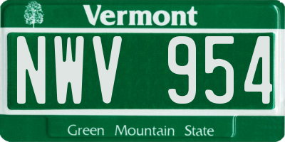 VT license plate NWV954
