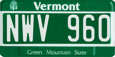 VT license plate NWV960