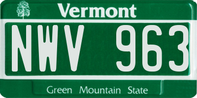 VT license plate NWV963