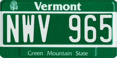 VT license plate NWV965
