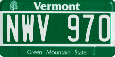VT license plate NWV970
