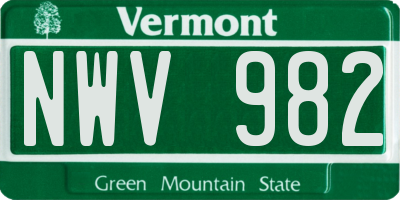 VT license plate NWV982