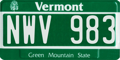 VT license plate NWV983