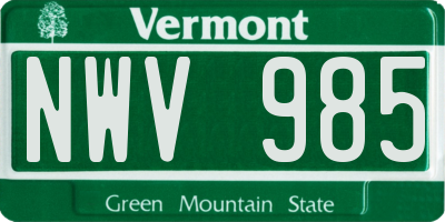 VT license plate NWV985