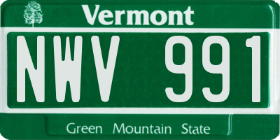 VT license plate NWV991