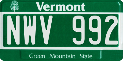 VT license plate NWV992