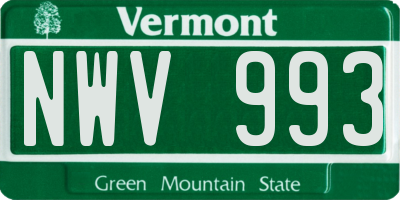 VT license plate NWV993