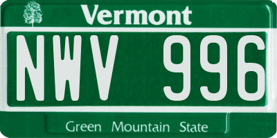 VT license plate NWV996