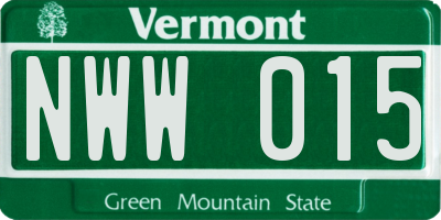 VT license plate NWW015