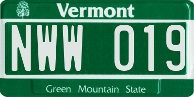 VT license plate NWW019