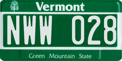 VT license plate NWW028