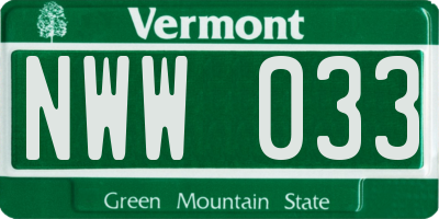 VT license plate NWW033