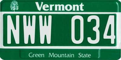 VT license plate NWW034