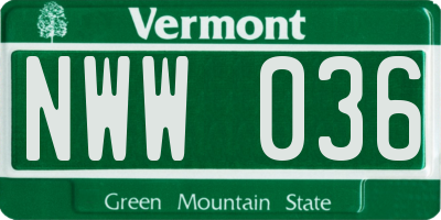 VT license plate NWW036
