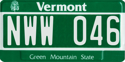 VT license plate NWW046