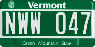 VT license plate NWW047