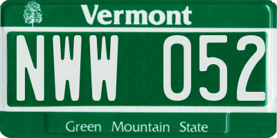 VT license plate NWW052