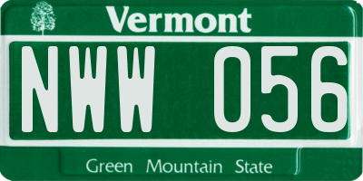 VT license plate NWW056