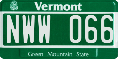 VT license plate NWW066