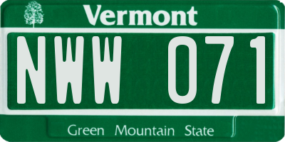 VT license plate NWW071